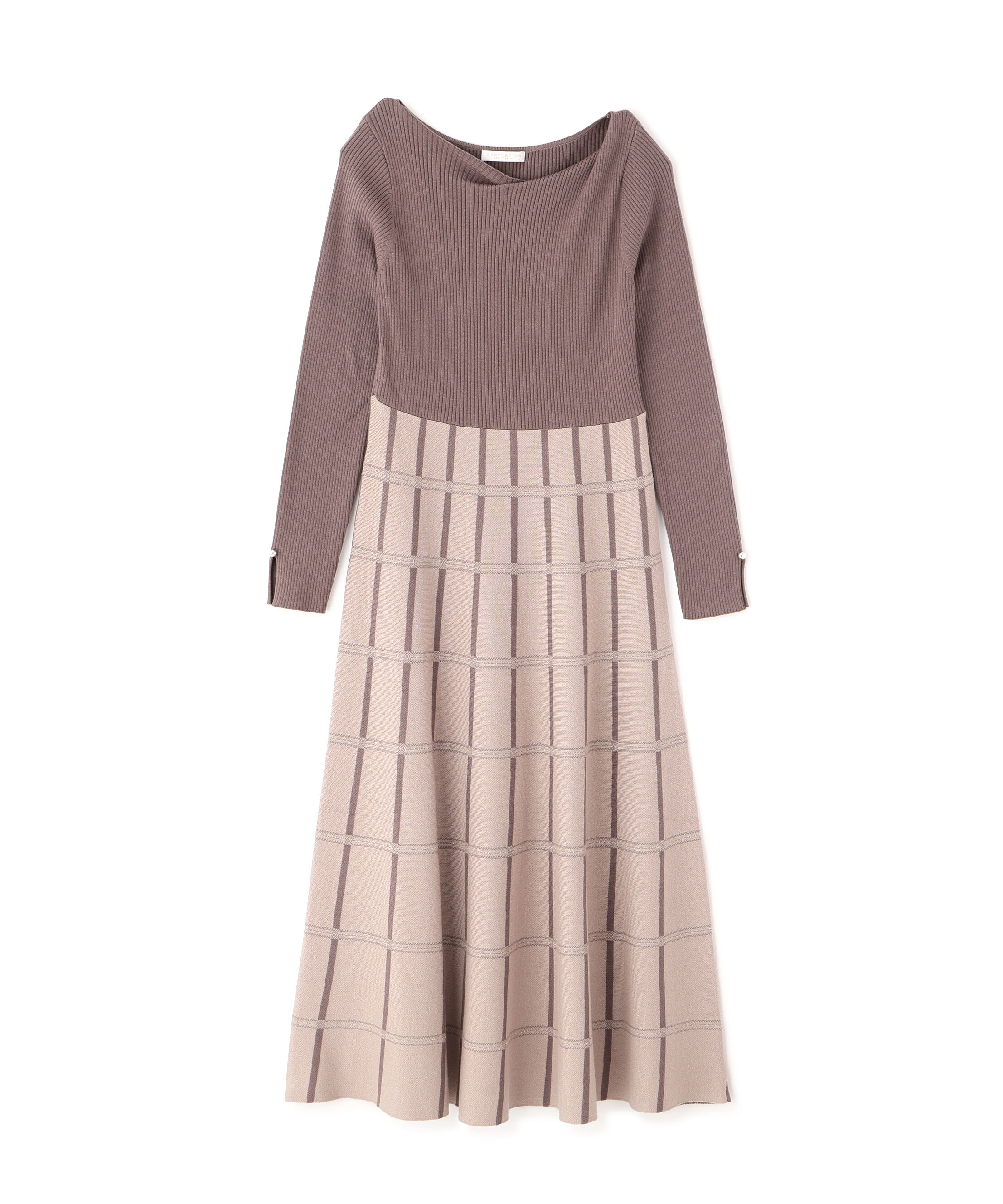 PROPORTION BODY DRESSING「チェック柄ジャガードニットワンピース 25AW」|ワンピース|