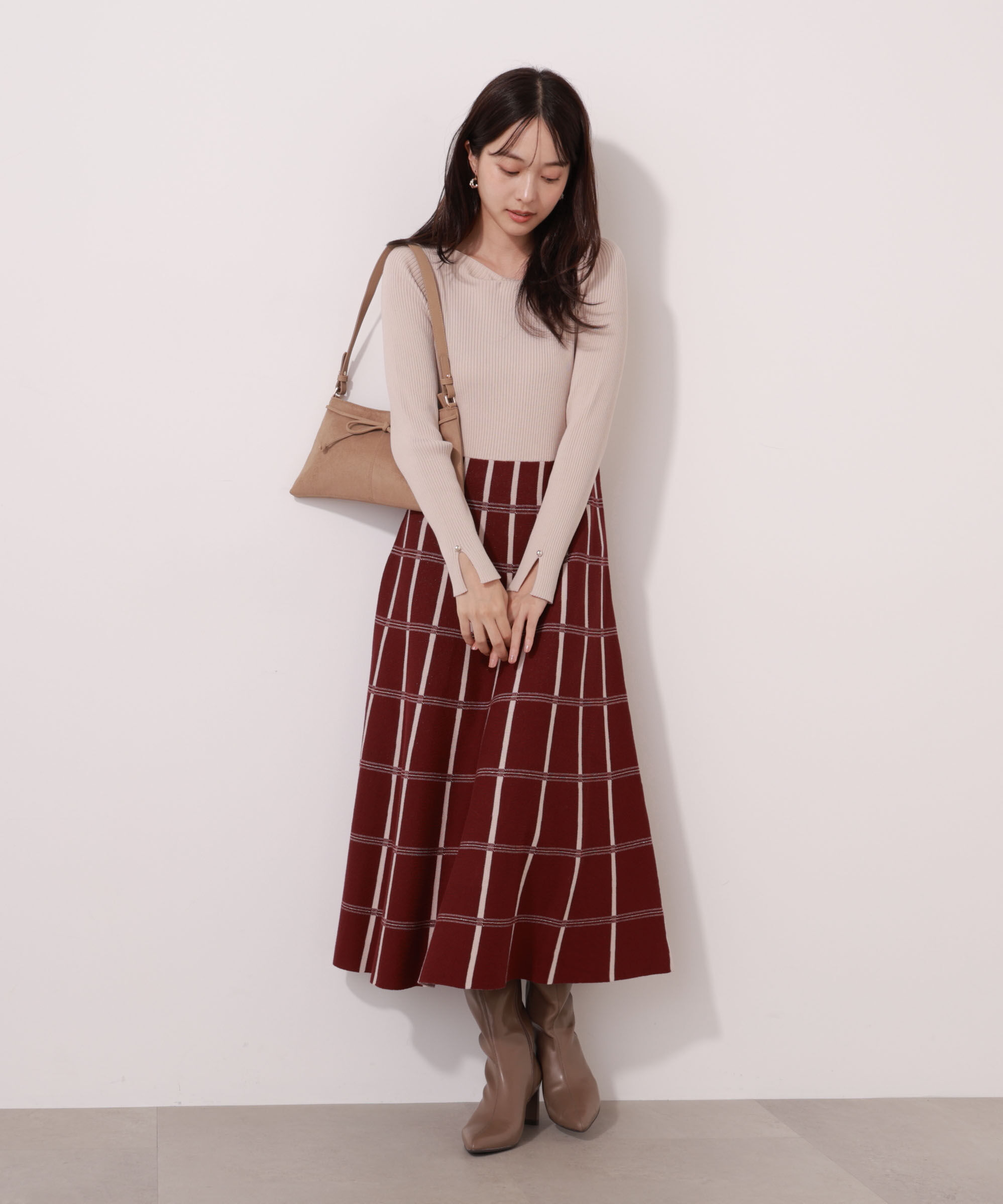 PROPORTION BODY DRESSING「チェック柄ジャガードニットワンピース 25AW」|ワンピース|