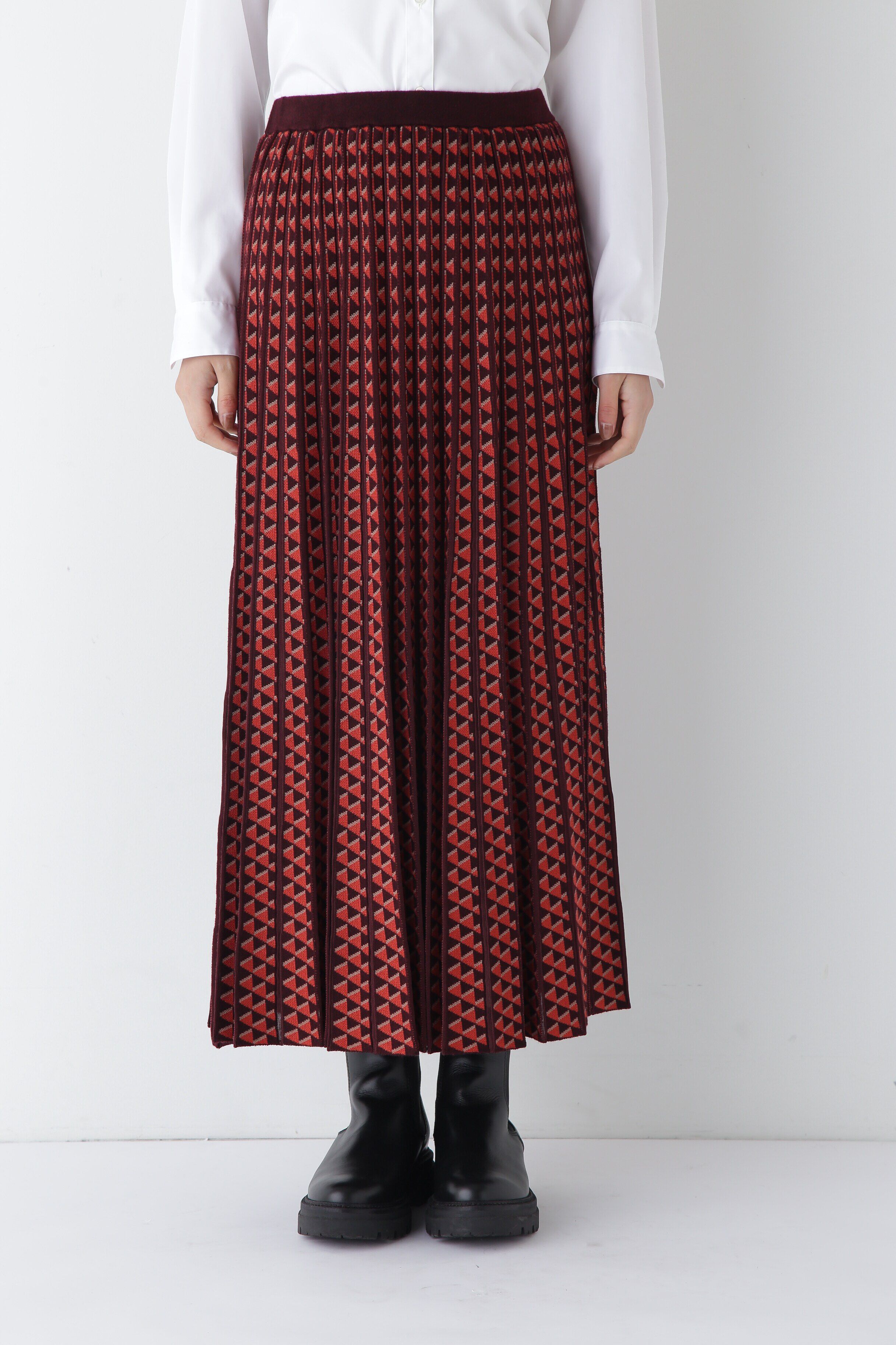  「◆幾何柄ジャガードプリーツスカート」|スカート|