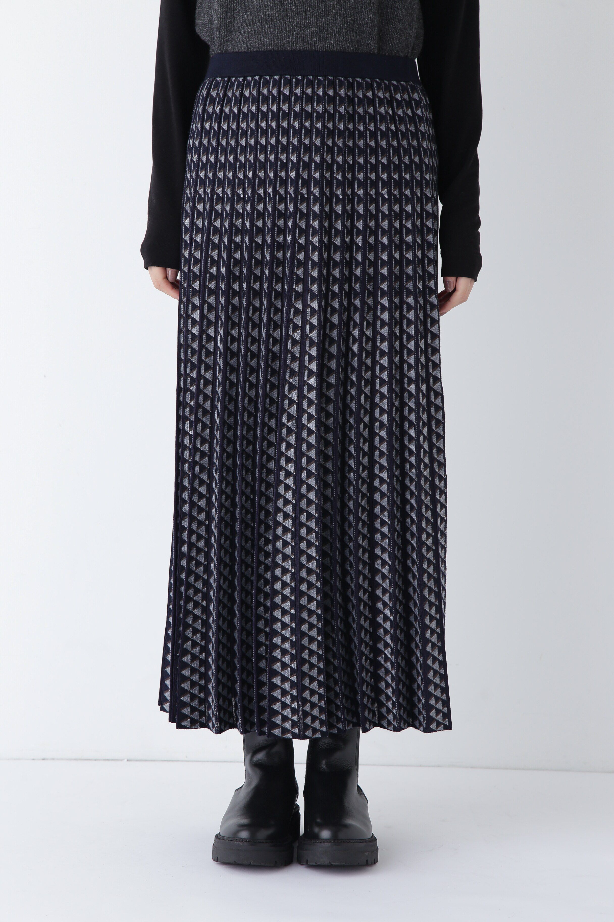  「◆幾何柄ジャガードプリーツスカート」|スカート|