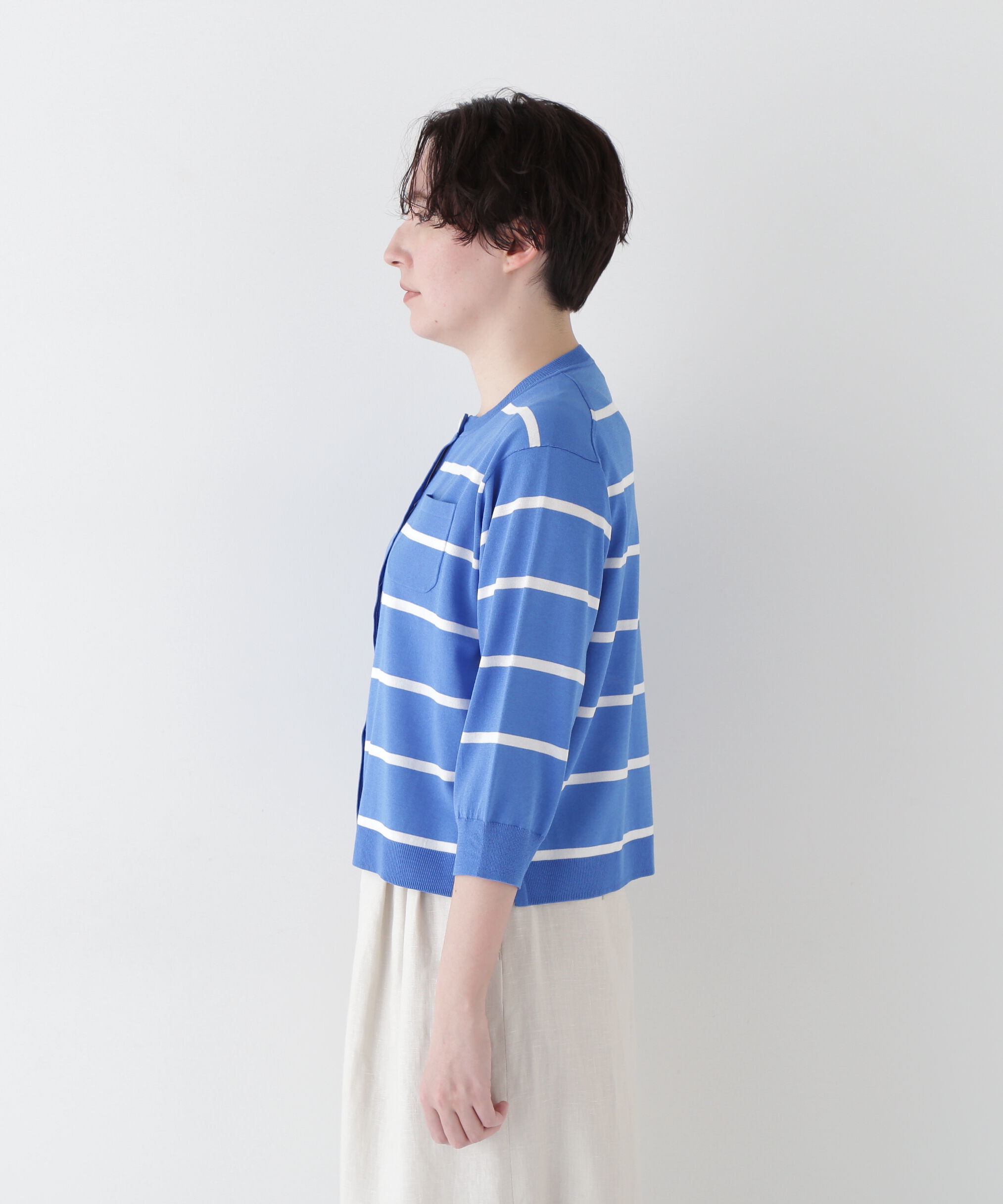  「◆【ウォッシャブル・接触冷感】ランダムボーダーカーディガン」|ニット・セーター|