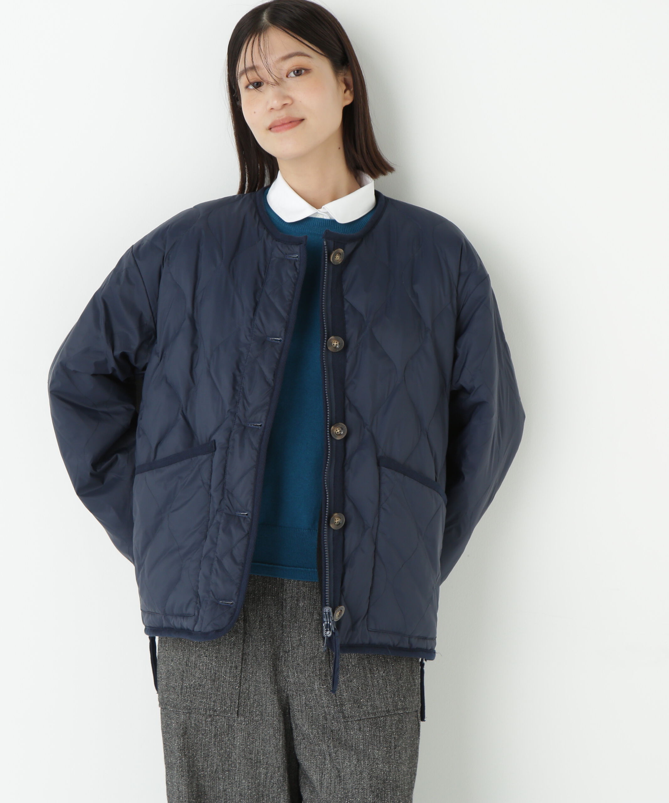  「◆リバーシブルボアダウンブルゾン」|ブルゾン・スタジャン|ダークネイビ