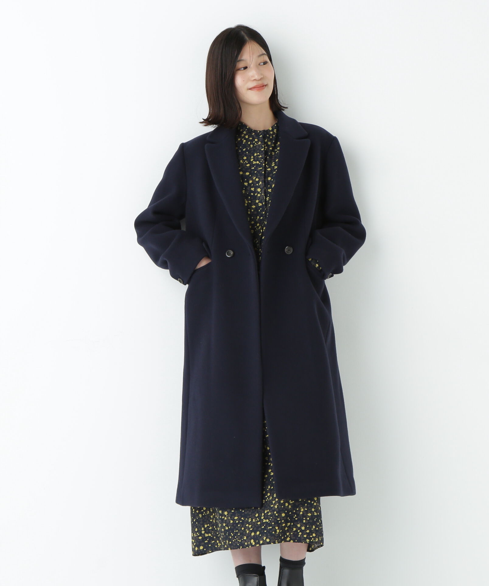  「ウールモッサダブルチェスターコート」|その他|ネイビー