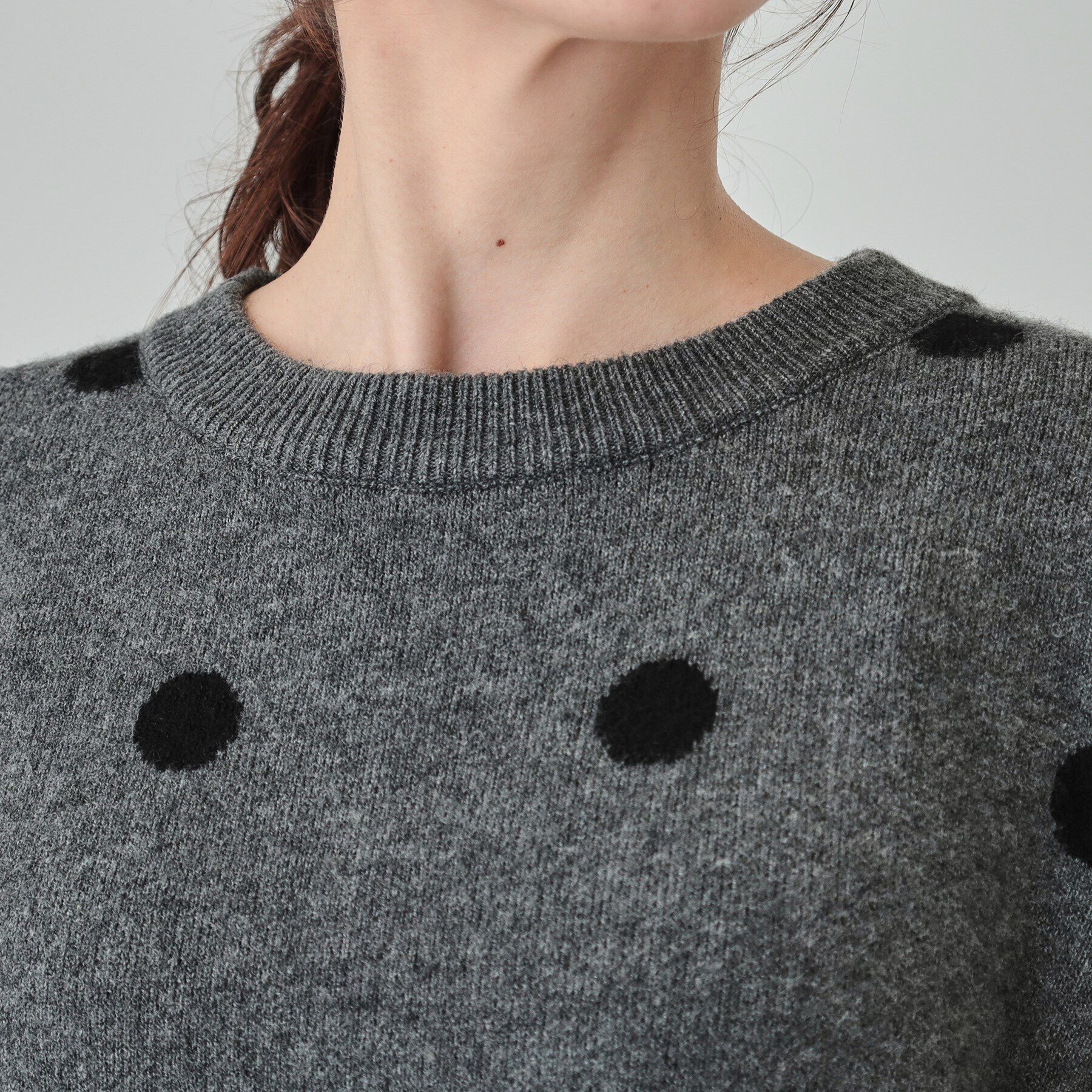 SHOO･LA･RUE「【洗える/S-LL】 ドット柄が目を惹く ゆったりジャカードニット」|ニット・セーター|