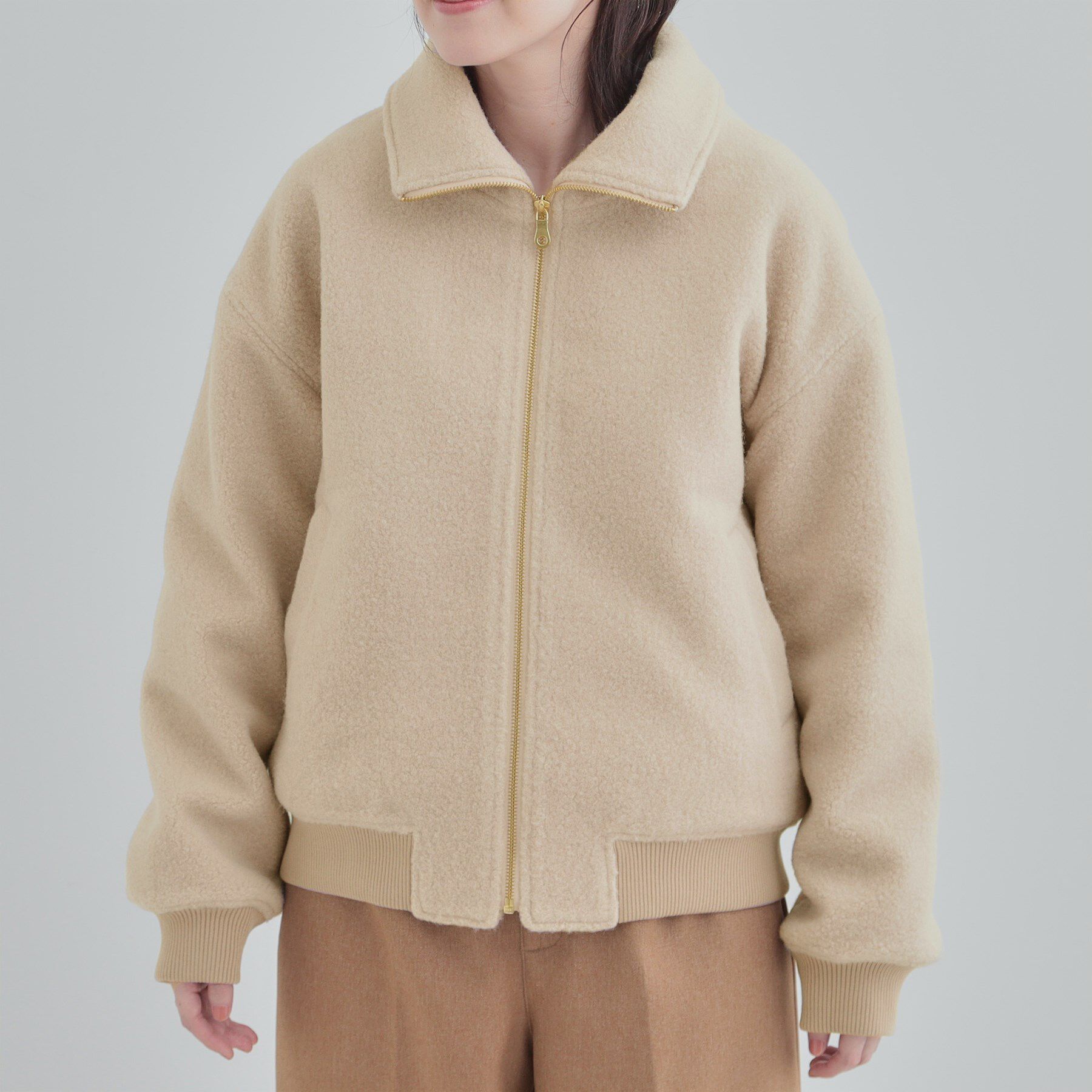 SHOO･LA･RUE「【S-LL】軽くてふんわりあたたかい スライバージャケット」|ブルゾン・スタジャン|