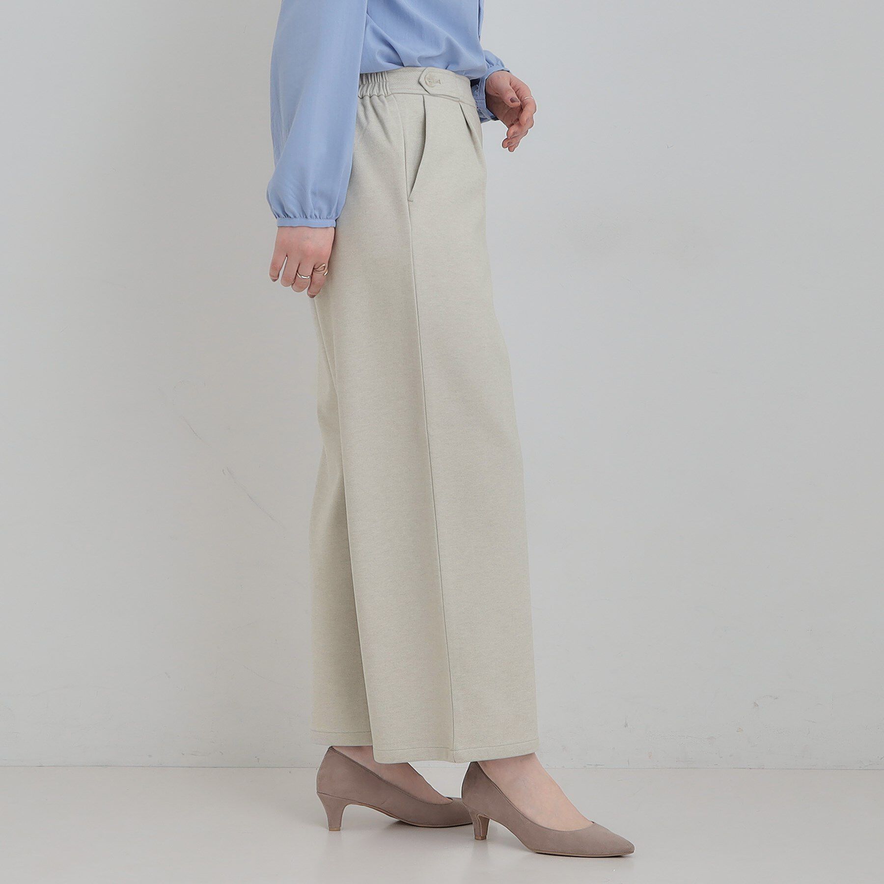 SHOO･LA･RUE「【洗濯機可/S-LL】ウエストのタブボタンがポイント　ワイドパンツ」|その他|