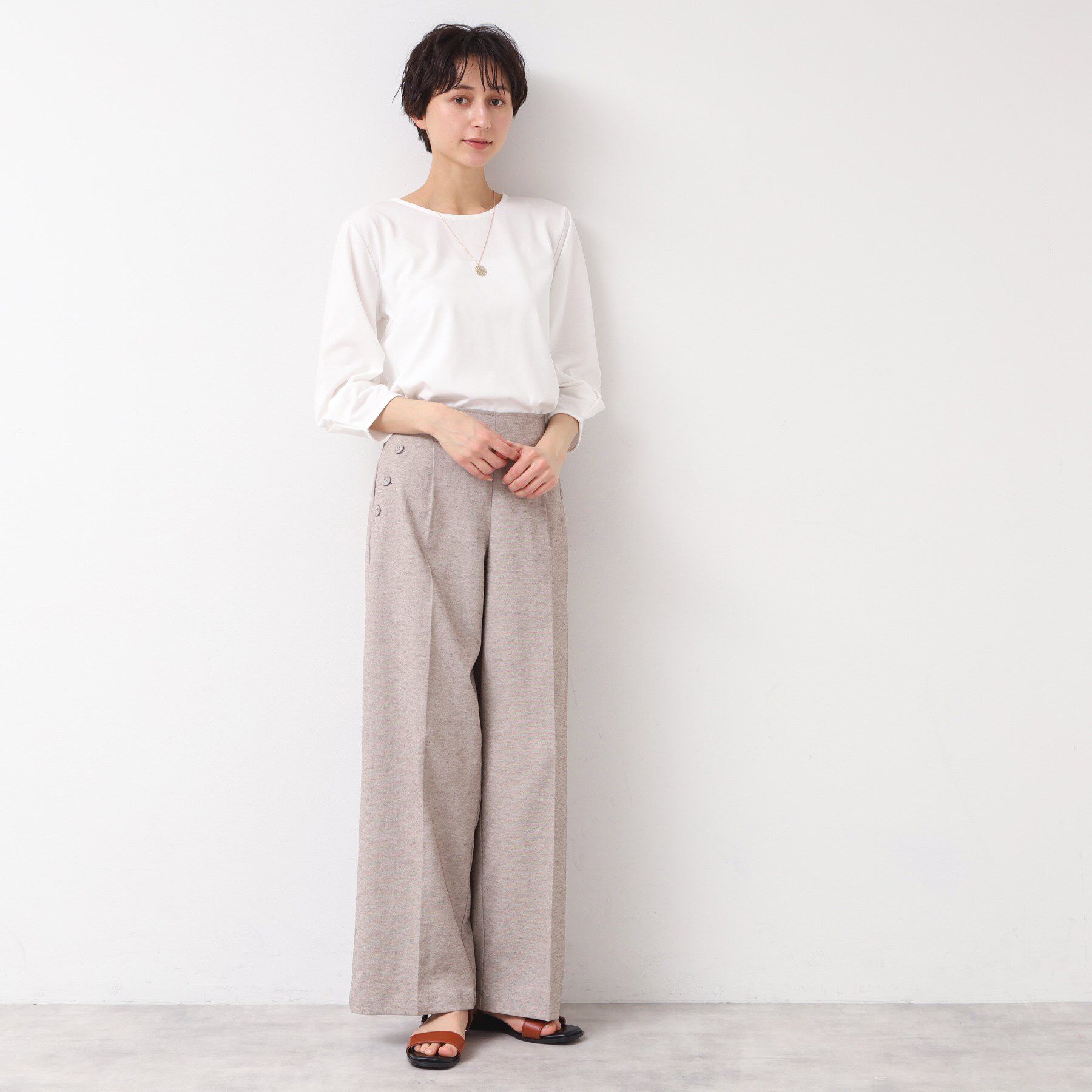 Dessin「【接触冷感・UV・洗える】袖ニュアンスカットソー」|Tシャツ・カットソー|