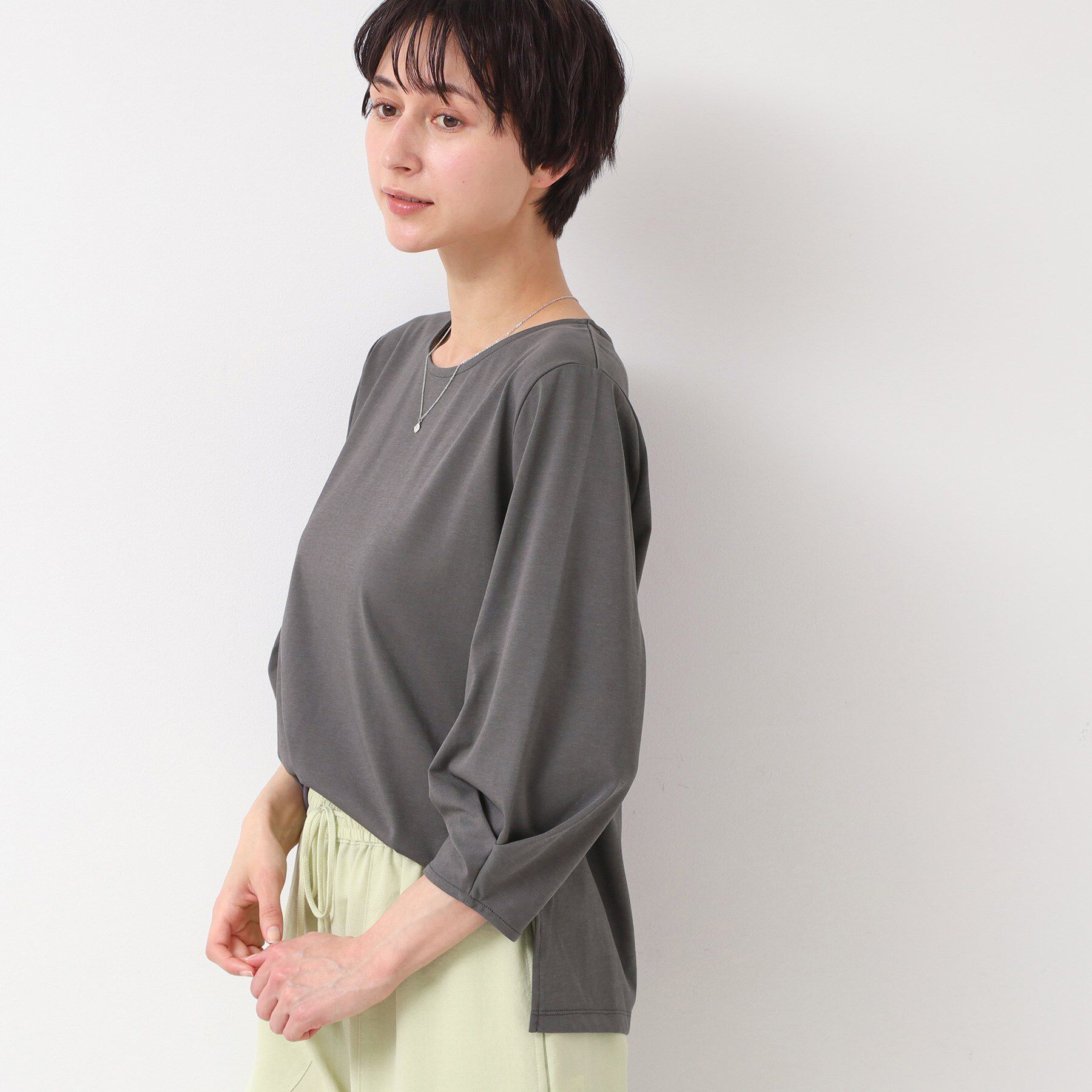 Dessin「【接触冷感・UV・洗える】袖ニュアンスカットソー」|Tシャツ・カットソー|