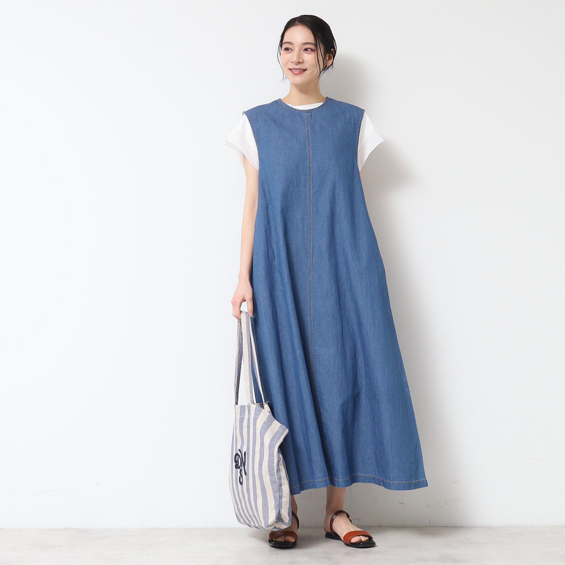Dessin「【洗える】綿麻デニムワンピース」|ワンピース|