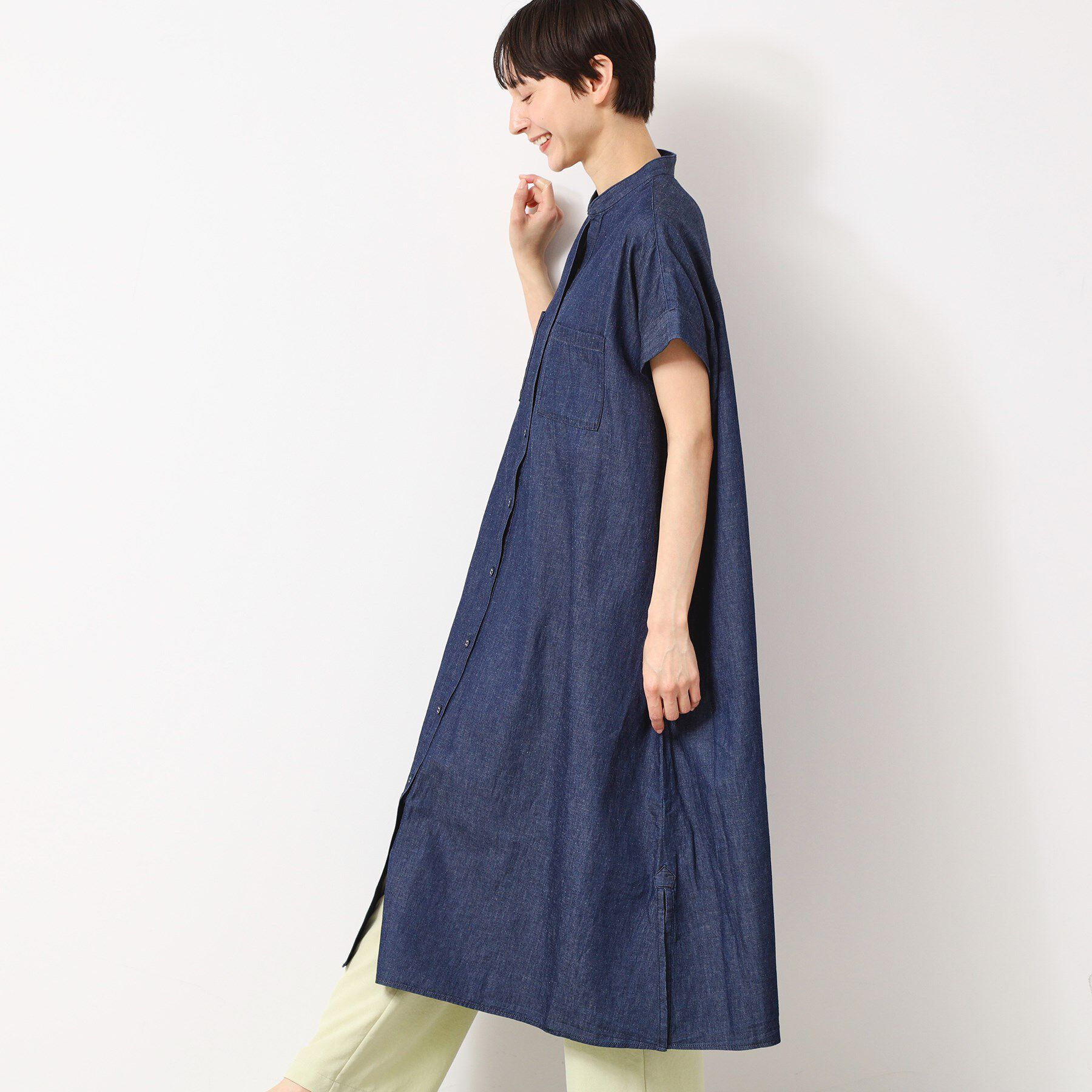 Dessin「【洗える】リネンブレンドデニム調シャツワンピース（S～L）」|ワンピース|