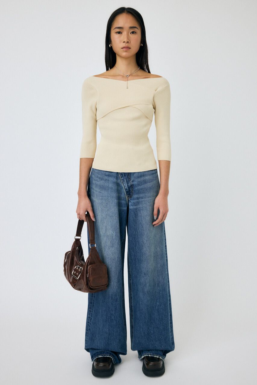 MOUSSY「CROSS OFF SHOULDER ニットトップス」|ニット・セーター|