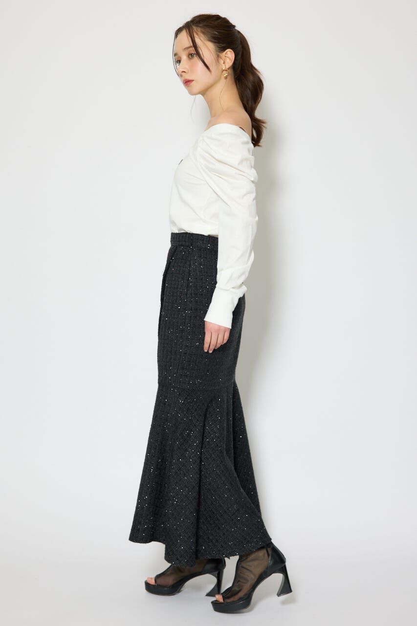 rienda「ラップスリットツイードマーメイドスカート」|スカート|