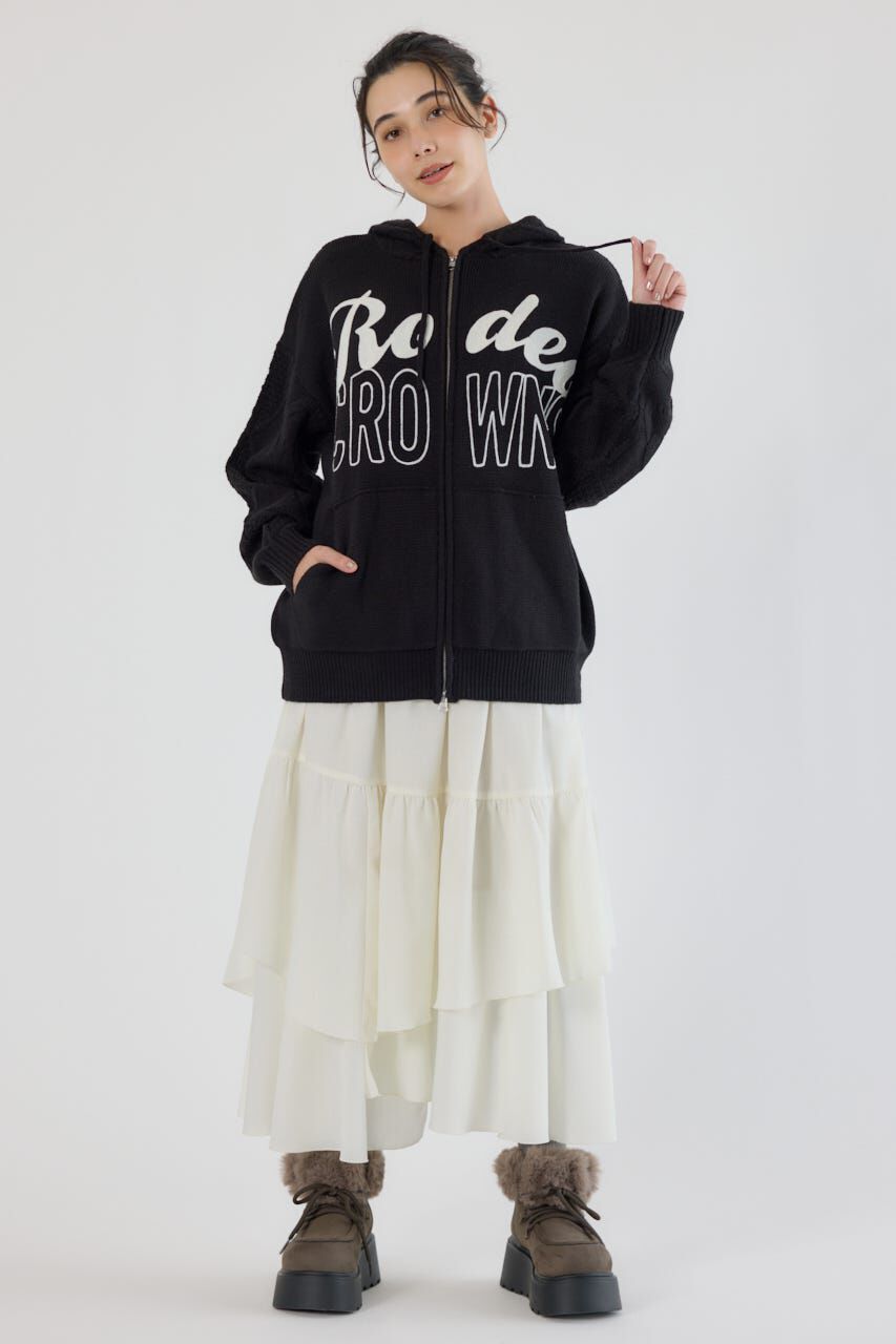 RODEO CROWNS「ロゴケーブルニットジップフーディー」|パーカー|