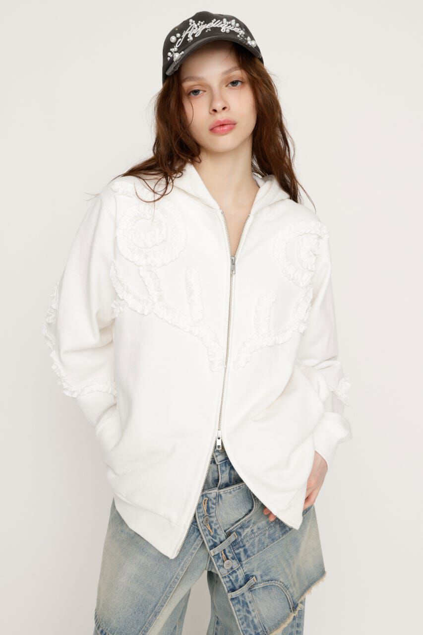 SLY「FRILL ZIP UP HOODIE」|パーカー|