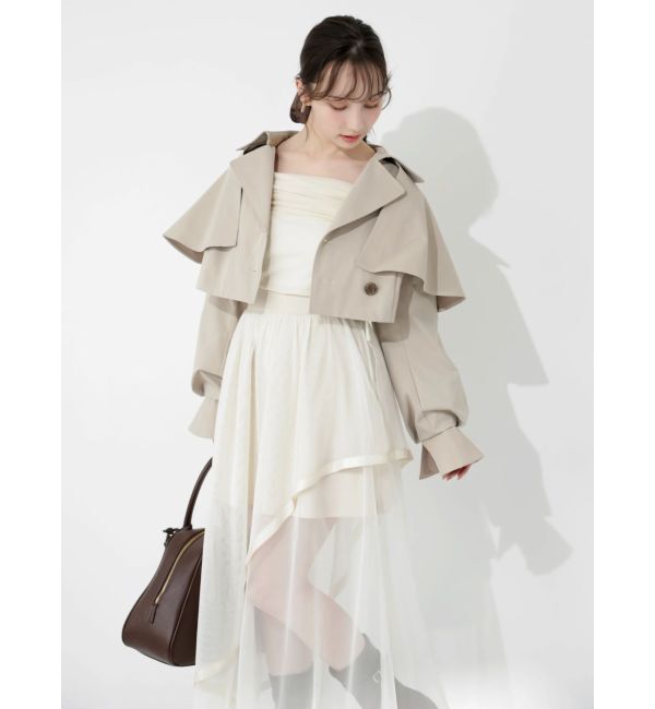 dazzlin「サテンパイピングシアーアシメティアードチュールスカート」|スカート|