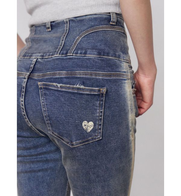 EMODA「ハートダメージハイウエストフレアパギンス」|デニム|