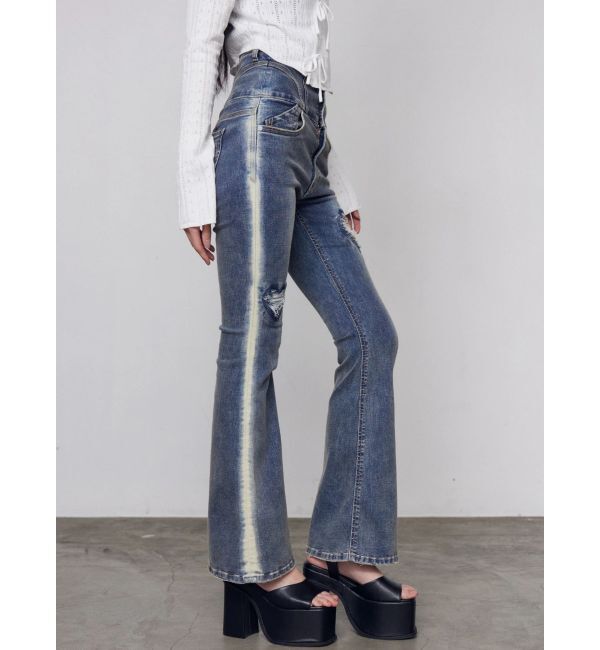 EMODA「ハートダメージハイウエストフレアパギンス」|デニム|