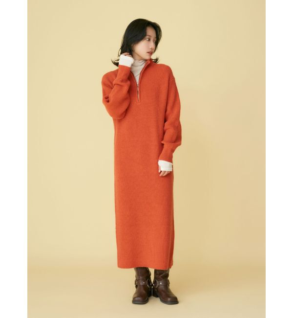 Ungrid「【WEB限定】ハイネックジップニットワンピース」|ワンピース|