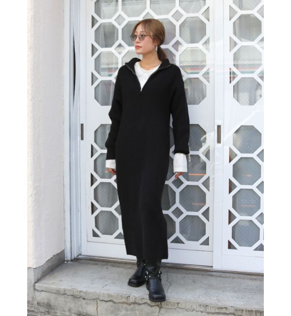 Ungrid「【WEB限定】ハイネックジップニットワンピース」|ワンピース|