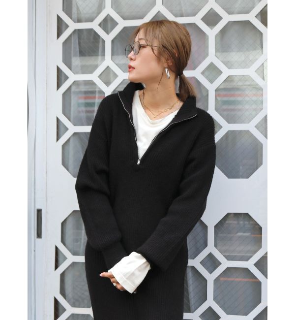 Ungrid「【WEB限定】ハイネックジップニットワンピース」|ワンピース|