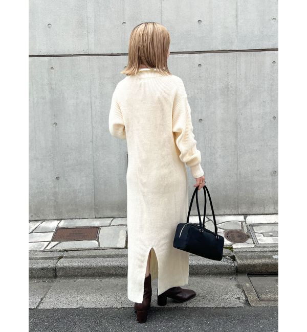 Ungrid「【WEB限定】ハイネックジップニットワンピース」|ワンピース|