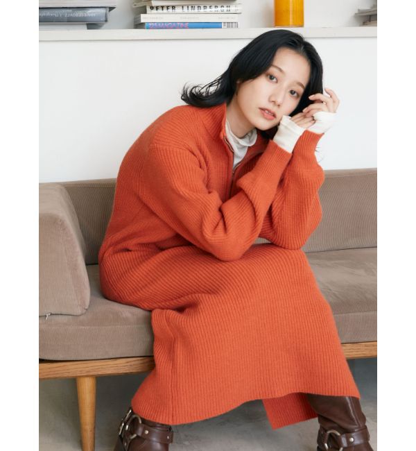 Ungrid「【WEB限定】ハイネックジップニットワンピース」|ワンピース|