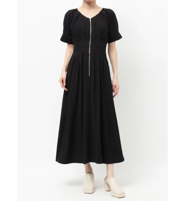 LAGUNAMOON「【追加生産/新色追加】フロントZIPウエストタックワンピース」|ワンピース|