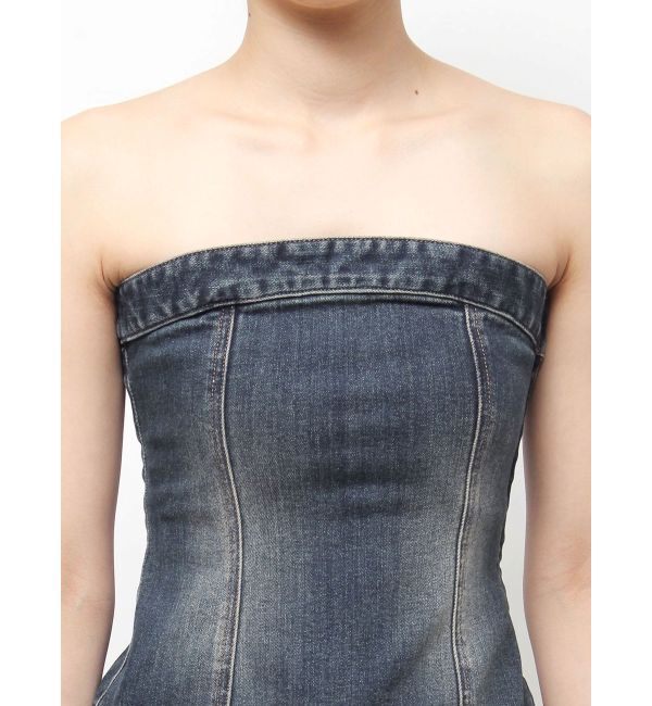 EVRIS「フリルドッキングデニムベアミニワンピース」|ワンピース|