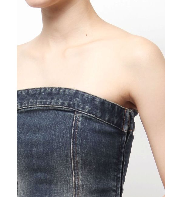 EVRIS「フリルドッキングデニムベアミニワンピース」|ワンピース|