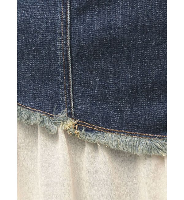 EVRIS「フリルドッキングデニムベアミニワンピース」|ワンピース|