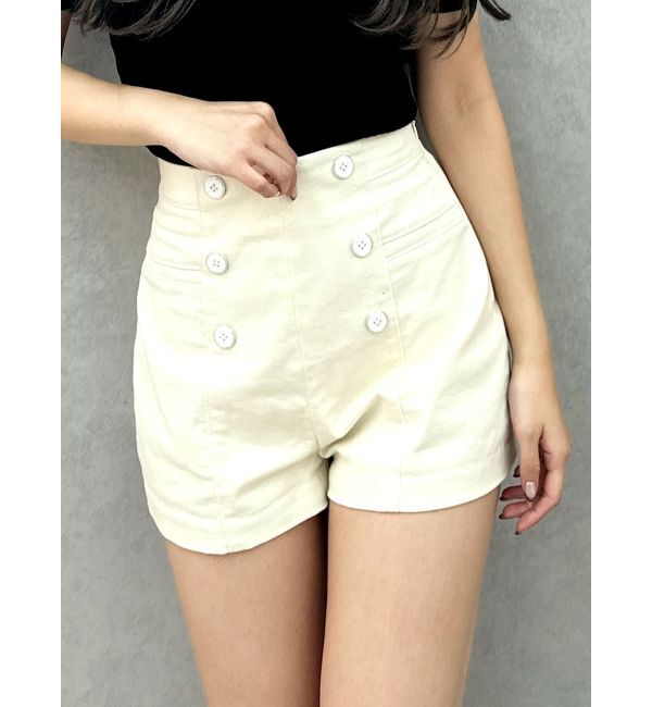 GYDA「ハイウエストボタンショートパンツ」|その他|アイボリー
