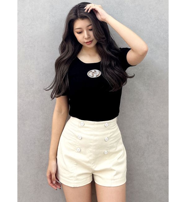 GYDA「ハイウエストボタンショートパンツ」|その他|