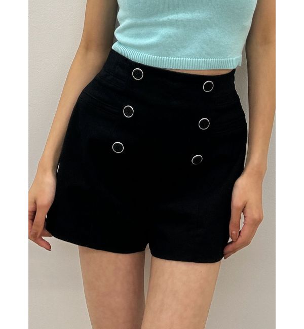 GYDA「ハイウエストボタンショートパンツ」|その他|ブラック