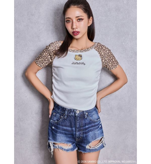 GYDA「ハイウエストBACK RIPPEDデニムショートパンツ」|デニム|