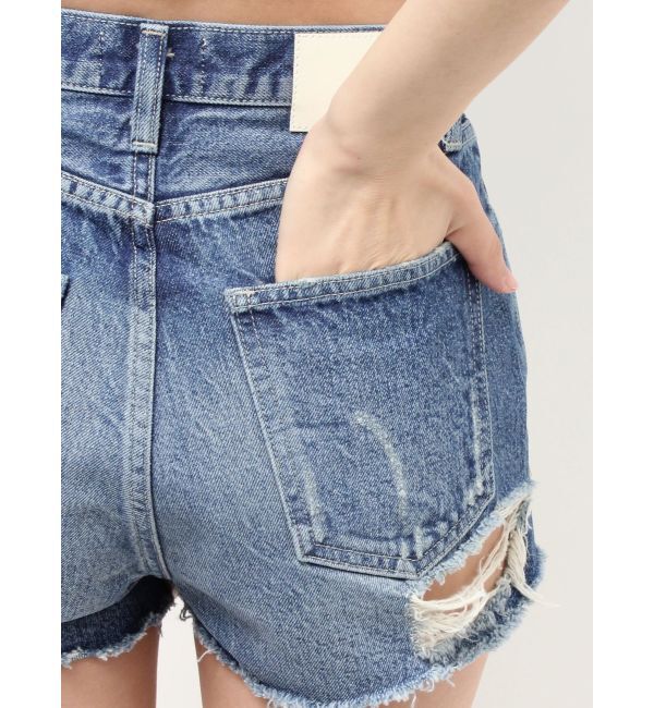 GYDA「ハイウエストBACK RIPPEDデニムショートパンツ」|デニム|