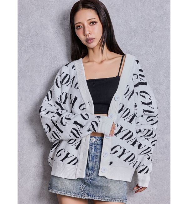GYDA「GYDA SLANT PATTERNニットカーディガン」|カーディガン|