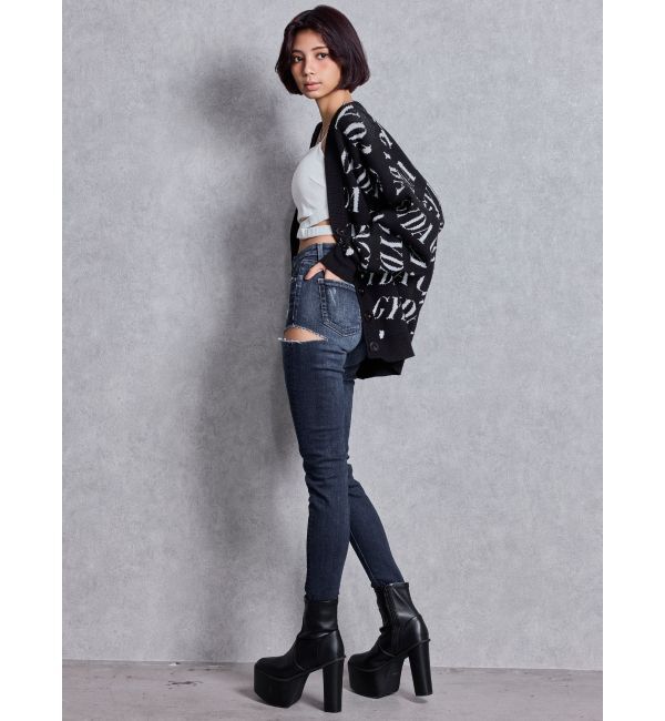 GYDA「GYDA SLANT PATTERNニットカーディガン」|カーディガン|