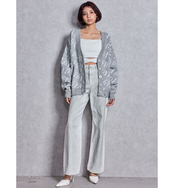 GYDA「GYDA SLANT PATTERNニットカーディガン」|カーディガン|