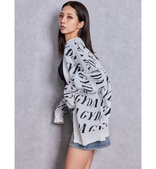 GYDA「GYDA SLANT PATTERNニットカーディガン」|カーディガン|