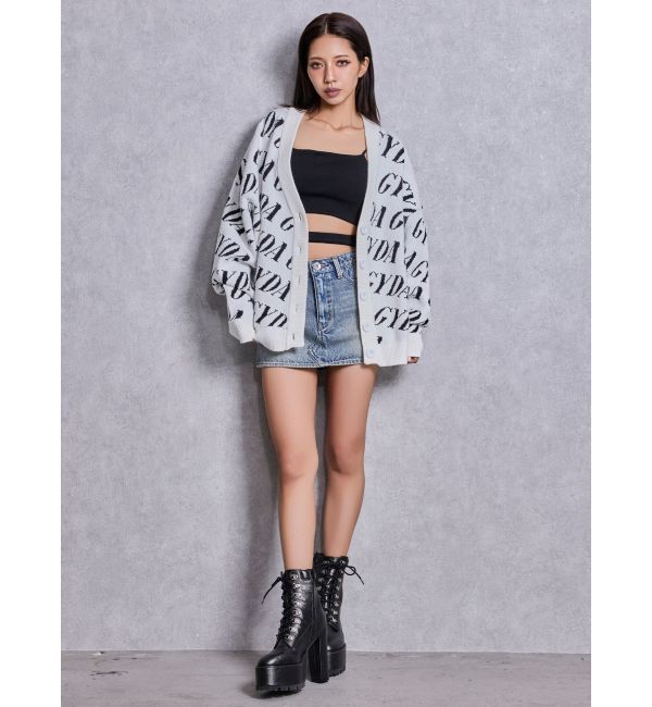 GYDA「GYDA SLANT PATTERNニットカーディガン」|カーディガン|