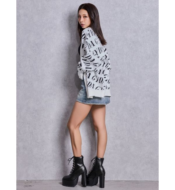 GYDA「GYDA SLANT PATTERNニットカーディガン」|カーディガン|