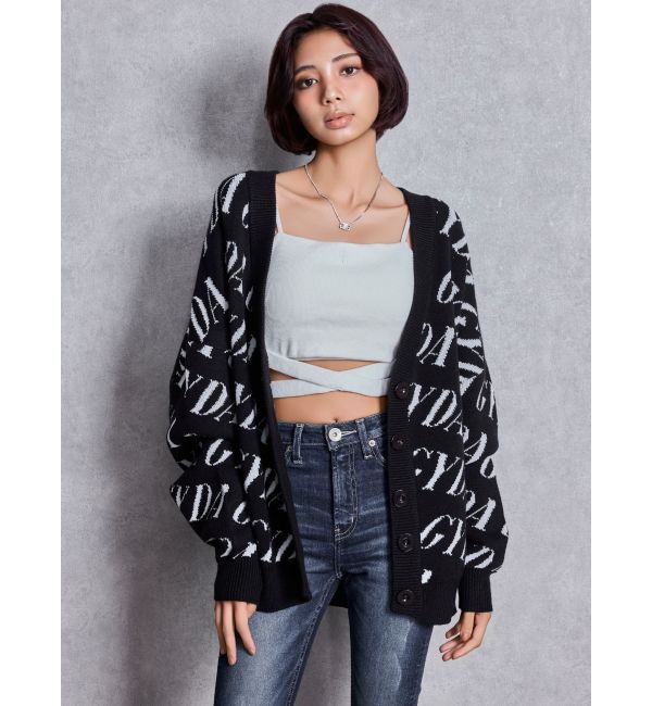 GYDA「GYDA SLANT PATTERNニットカーディガン」|カーディガン|
