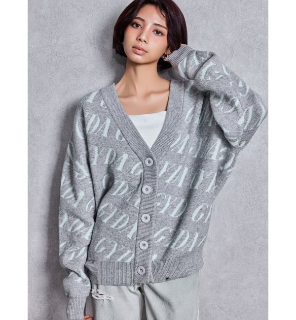 GYDA「GYDA SLANT PATTERNニットカーディガン」|カーディガン|グレー