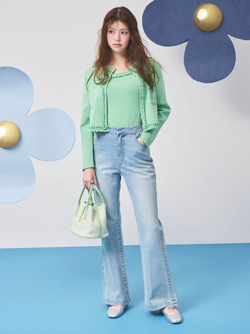 CELFORD「【UVカット】【洗える】フリルトリムニットアンサンブル」|ニット・セーター|