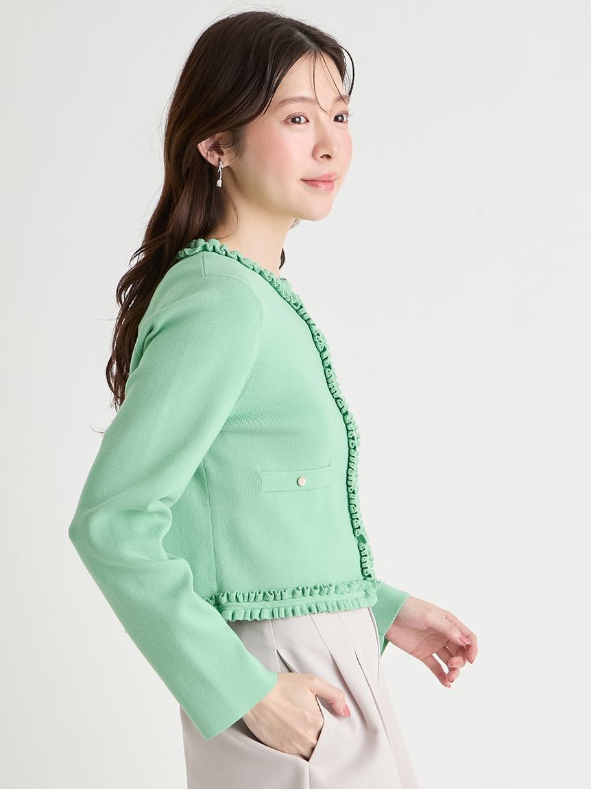 CELFORD「【UVカット】【洗える】フリルトリムニットアンサンブル」|ニット・セーター|