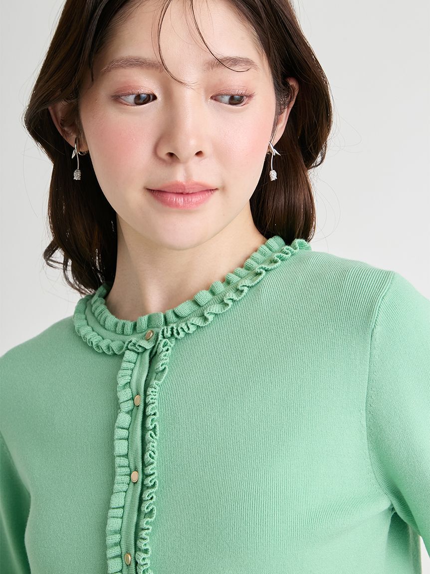 CELFORD「【UVカット】【洗える】フリルトリムニットアンサンブル」|ニット・セーター|