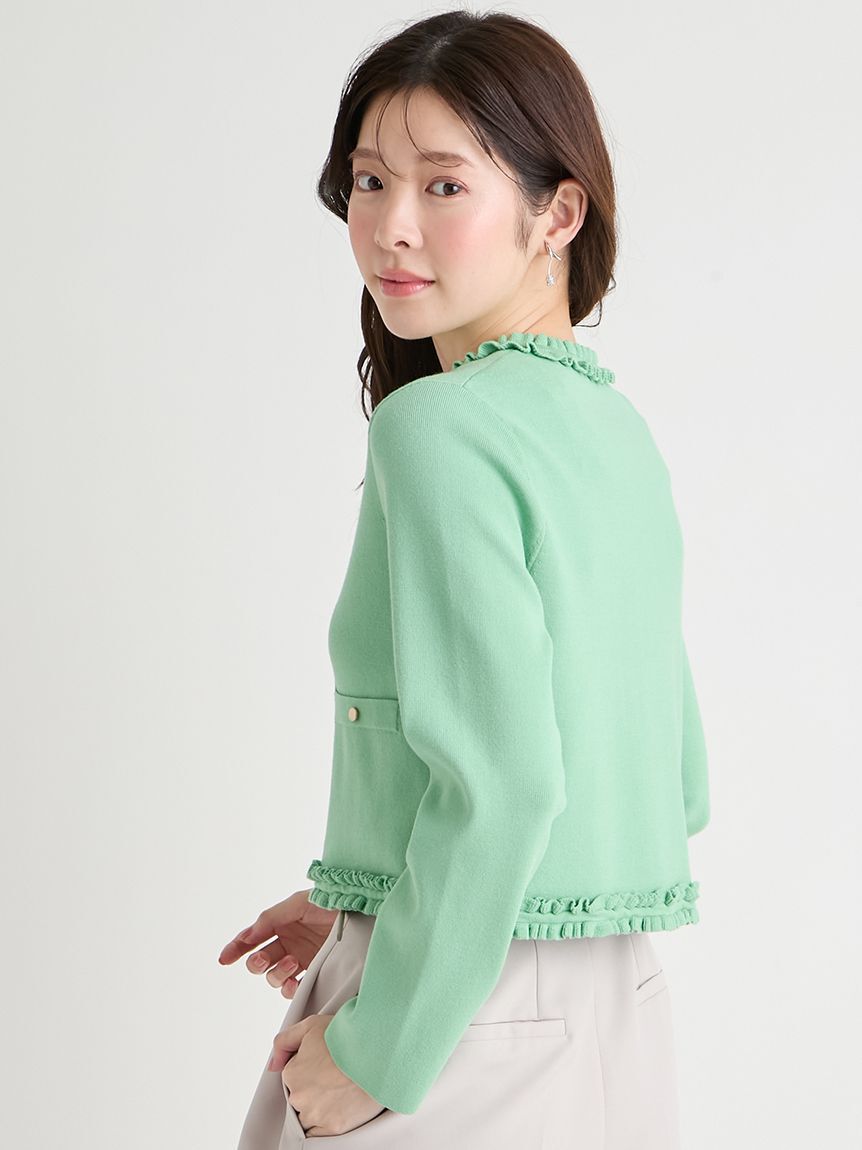 CELFORD「【UVカット】【洗える】フリルトリムニットアンサンブル」|ニット・セーター|