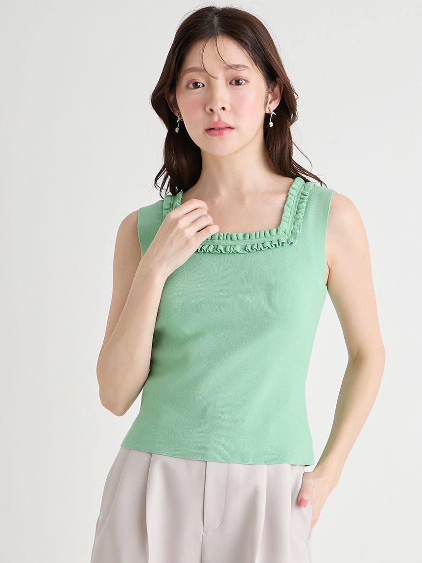 CELFORD「【UVカット】【洗える】フリルトリムニットアンサンブル」|ニット・セーター|