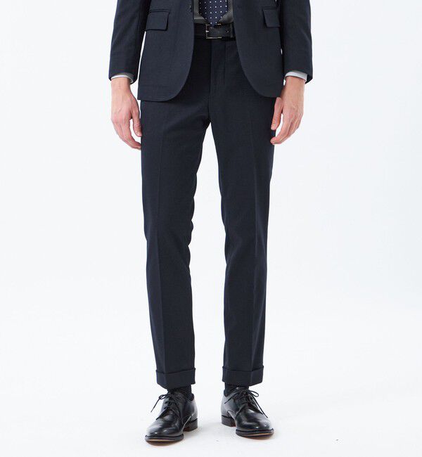 MACKINTOSH PHILOSOPHY「トロッター エクストラソリッドトラウザーズ【ドレスエクステンション】 ウール調ドビー」|スラックス|ネイビー
