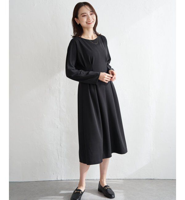 IKKA LOUNGE「カットジョーゼットタックワンピース」|ドレス|